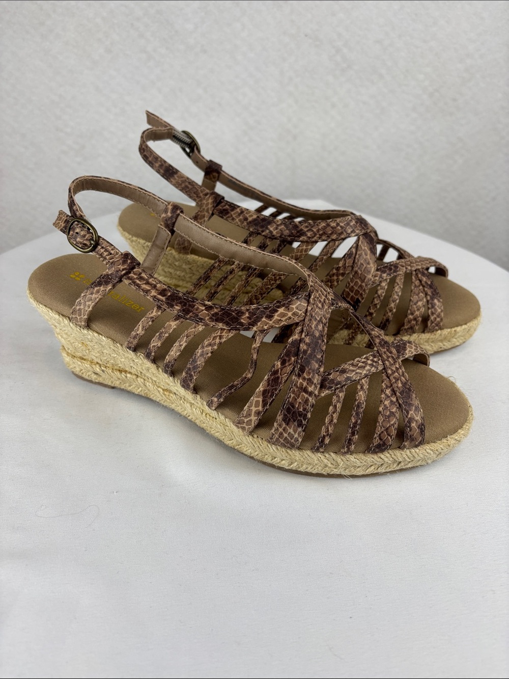 Naturalizer Brewster Snake Print Strappy Espadrille Wedge Sandals Women’s 8.5M